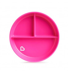 Munchkin тарелка детская на присоске секционная Stay Put™с 6 мес., розовая
