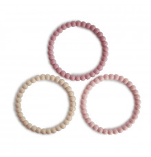 MUSHIE прорезыватель 3 штуки Pearl Bracelet Linen/Peony/Pale Pink