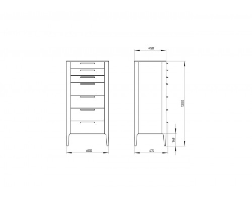 Комод Type oak высокий 7 ящиков (серо-бежевый)