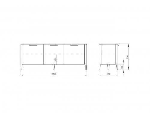 Тумба Type oak 3 двери ширина 180 см (молочный)