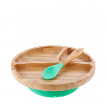 Avanchy тарелка с ложкой бамбуковая Toddler, зеленая