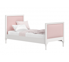 Кровать подростковая Elit (белый, розовая ткань)