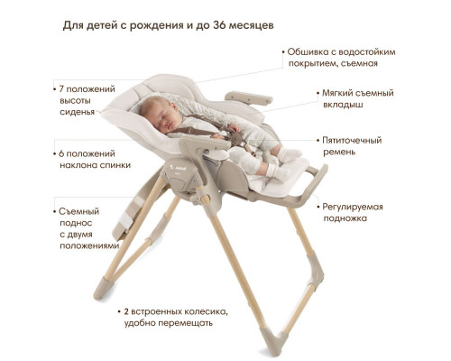 JANE bundle: кровать Baby Side, стульчик Mila, пеленальный столик Flip, Glitter Nature Edition