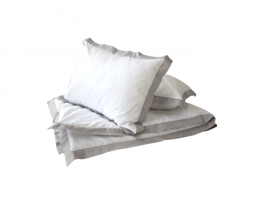 Комплект постельного белья 2-х спальный c кантом (серый, сатин)