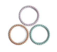 MUSHIE прорезыватель 3 штуки Pearl Bracelet Lilac/Cyan/Soft Peach