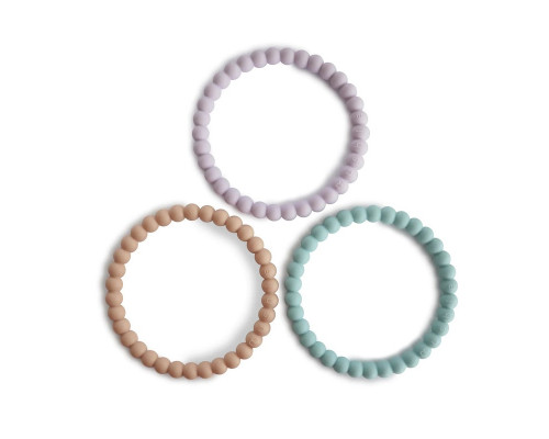 MUSHIE прорезыватель 3 штуки Pearl Bracelet Lilac/Cyan/Soft Peach