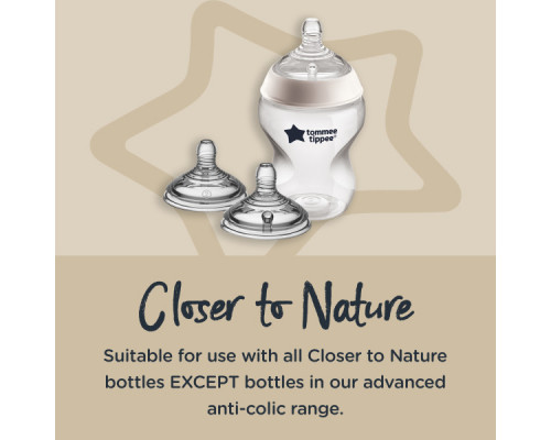 Tommee Tippee соска силиконовая для бутылочки Closer to nature, для густых жидкостей, 6+, 2 шт.