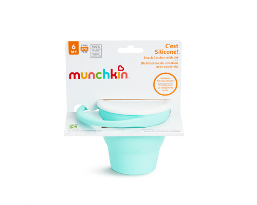 Munchkin контейнер для еды детский непросыпайка для снеков C’est Silicone!™ с крышкой, ментол