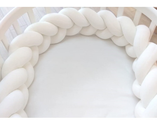 Бортик плетёный для прямоугольной кроватки 60*120 см (белый)