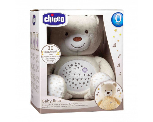 Chicco игрушка-проектор мягкая музыкальная Мишка, бежевый