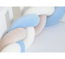 Бортик плетёный для прямоугольной кроватки 70*140 см (белый, бежевый, голубой)
