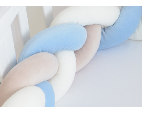 Бортик плетёный для прямоугольной кроватки 70*140 см (белый, бежевый, голубой)