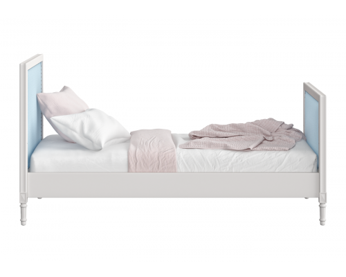 Кровать подростковая Elit (белый, голубая ткань)