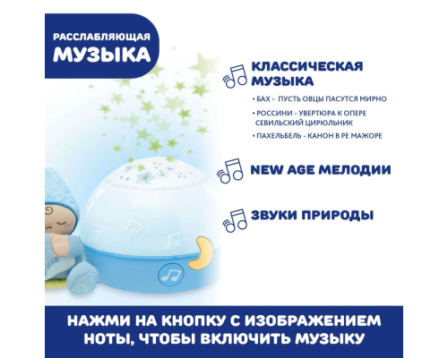 Chicco проектор-ночник музыкальный Первые грезы голубой