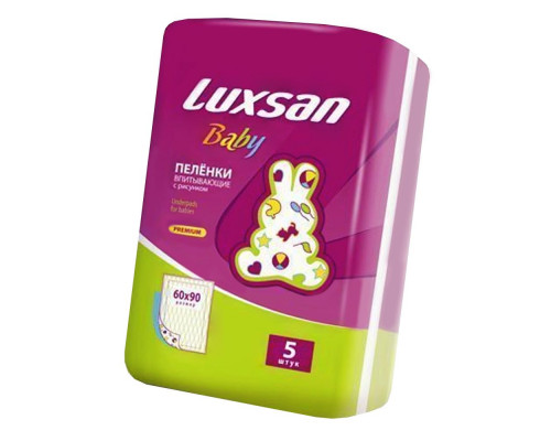 Luxsan Baby пеленки 60х90 с рисунком 5 штук