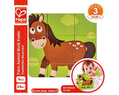 Hape кубики-головоломка деревянные, Ферма