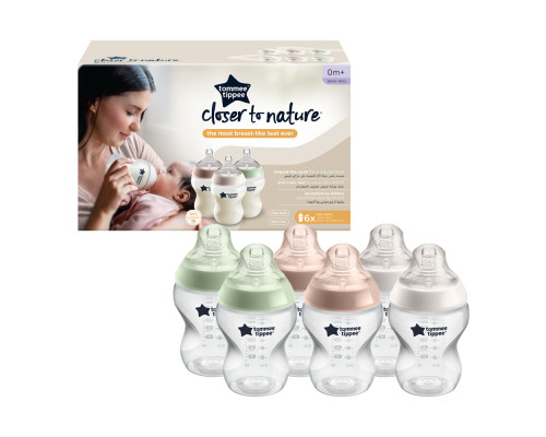 Tommee Tippee бутылочка для кормления Closer to nature, 260 мл., 0+, 6 шт.