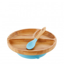 Avanchy тарелка с ложкой бамбуковая Toddler, голубая