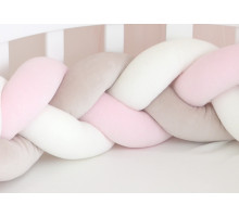 Бортик плетёный для прямоугольной кроватки 70*140 см (белый, бежевый, розовый)