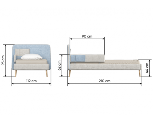 Кровать подростковая Soft (бежевый/голубой) 90*200 см