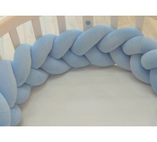 Бортик плетёный для прямоугольной кроватки 60*120 см (голубой)