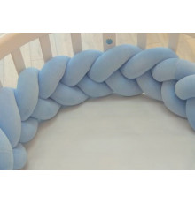 Бортик плетёный для прямоугольной кроватки 60*120 см (голубой)