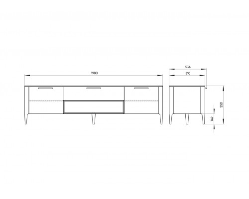 Тумба Type oak под ТВ ширина 200 см (черный)