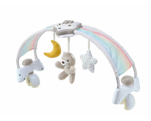 Chicco дуга с игрушками музыкальная Радужное небо, бежевая