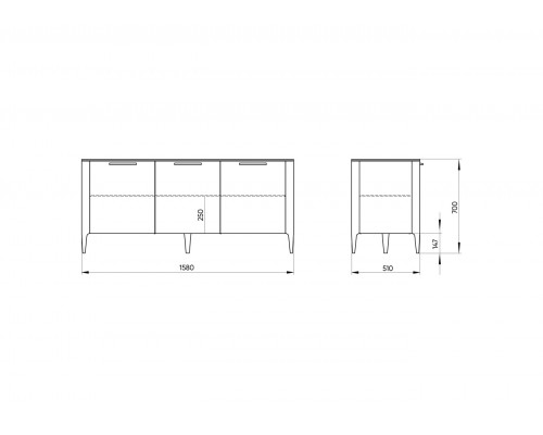 Тумба Type oak 3 двери ширина 160 см (натуральный дуб)