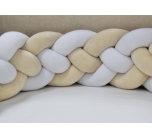Бортик плетёный 4-х рядный для прямоугольной кроватки 60*120 см (белый, бежевый)