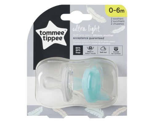 Tommee Tippee соска-пустышка силиконовая Ultra-Light, 0-6 мес., 2 шт.