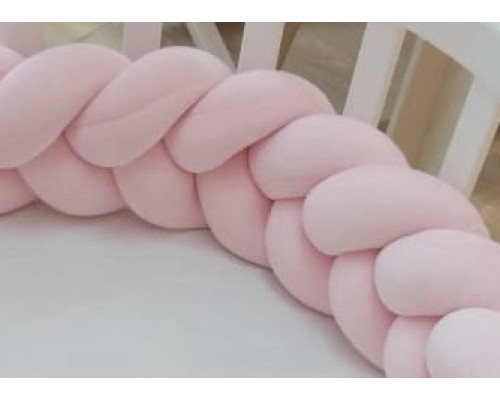 Бортик плетёный для прямоугольной кроватки 60*120 см (розовый)