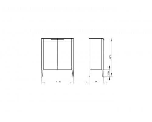 Витрина Type стеклянная высота 120 см (серый)