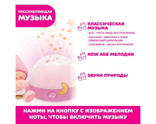 Chicco проектор-ночник музыкальный Первые грезы розовый