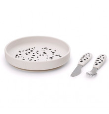 Elodie посуда силиконовая набор - тарелка, вилка, нож - Dalmatian Dots