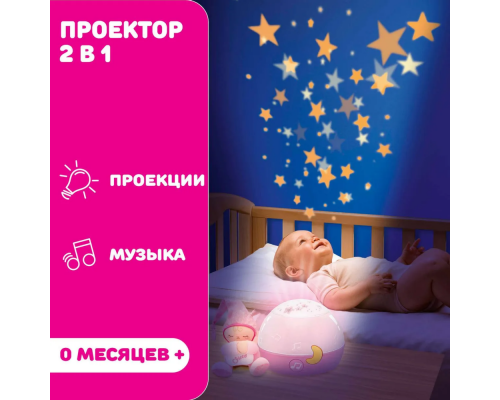 Chicco проектор-ночник музыкальный Первые грезы розовый