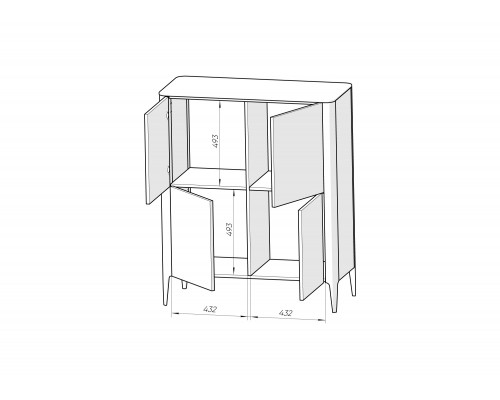 Шкаф Type oak 4 двери (светло-серый)