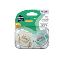 Tommee Tippee соска-пустышка силиконовая Anytime, 0-6 мес., 2 шт.