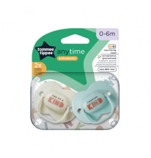 Tommee Tippee соска-пустышка силиконовая Anytime, 0-6 мес., 2 шт.