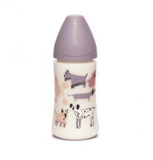 Suavinex бутылка 0+ 270 мл круглая силиконовая соска DOG фиолетовый