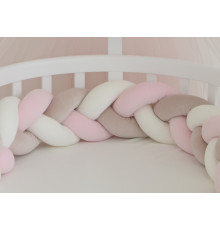 Бортик плетёный для кроватки Classic (белый, бежевый, розовый)