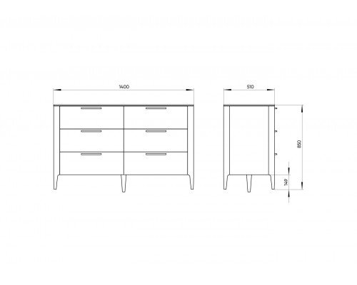 Комод Type oak 6 ящиков ширина 140 см (натуральный дуб)