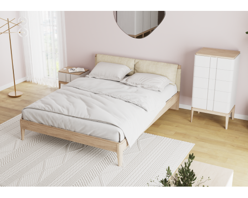 Кровать двуспальная Line с мягким изголовьем 180 см (дуб натуральный)