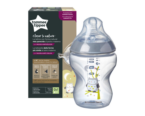 Tommee Tippee бутылочка для кормления Closer to nature, 260 мл., серый, 0+