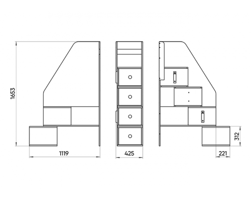Лестница с ящиками home (белый)