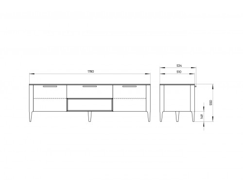 Тумба Type oak под ТВ ширина 180 см (молочный)