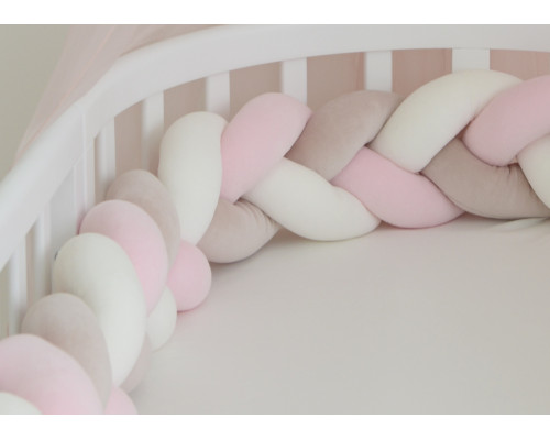 Бортик плетёный для прямоугольной кроватки 60*120 см (белый, бежевый, розовый)