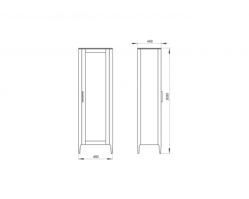 Витрина Type oak стеклянная высота 200 см R (белый)