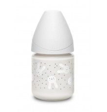 Suavinex бутылка 120 мл с круглой силиконовой соской стекло Hugge Baby