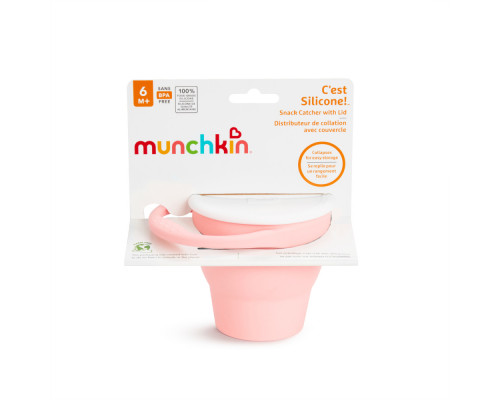 Munchkin контейнер для еды детский непросыпайка для снеков C’est Silicone!™ с крышкой, корал